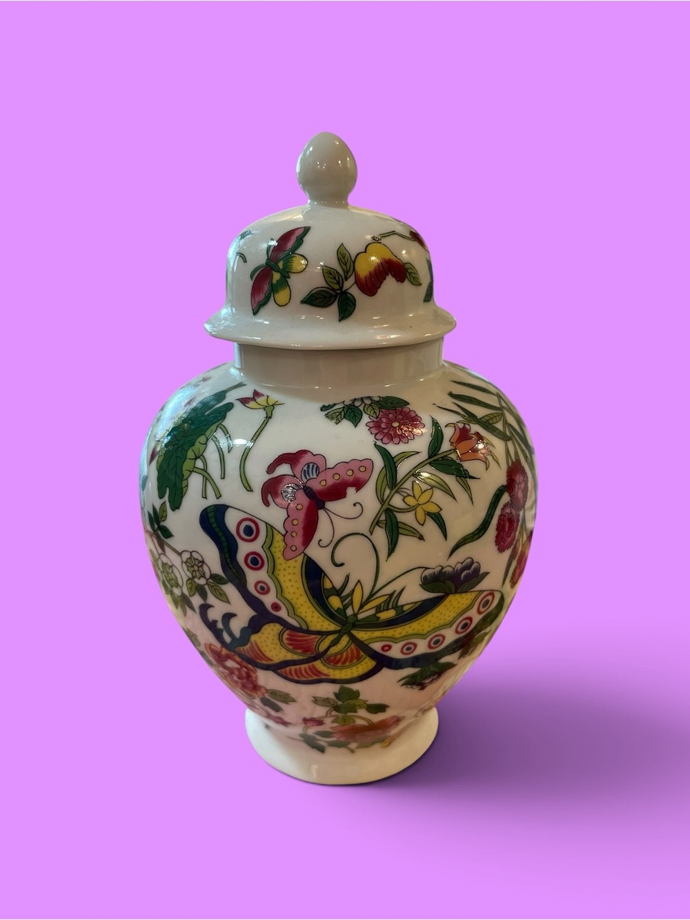 Cute Thousand Butterflies ginger jar Eda Mann vintage decor cottagecore